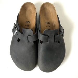 Birkenstock Boston Leather Slip On Clogs black - 39 - 8 or 8.5